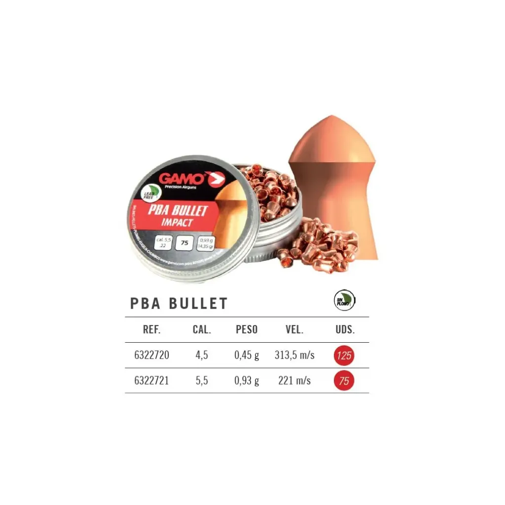 [322721] Balines 5,5 Gamo PBA Bullet 75 unid.