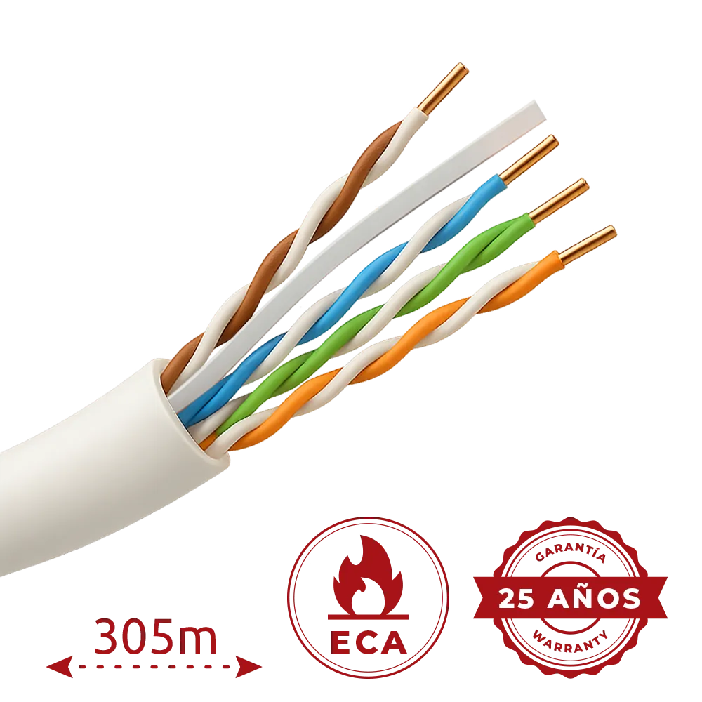 [UTP6-305-PVC-Eca] UTP6-305-PVC-Eca Cable UTP Safire PVC Categoría 6 Cumple con 90m Fluke test Rollo de 305 metros Conductor CCA Diámetro 6.0 mm